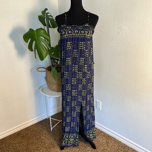 Xhilaration Embellished Blue and Yellow Maxi Sundress